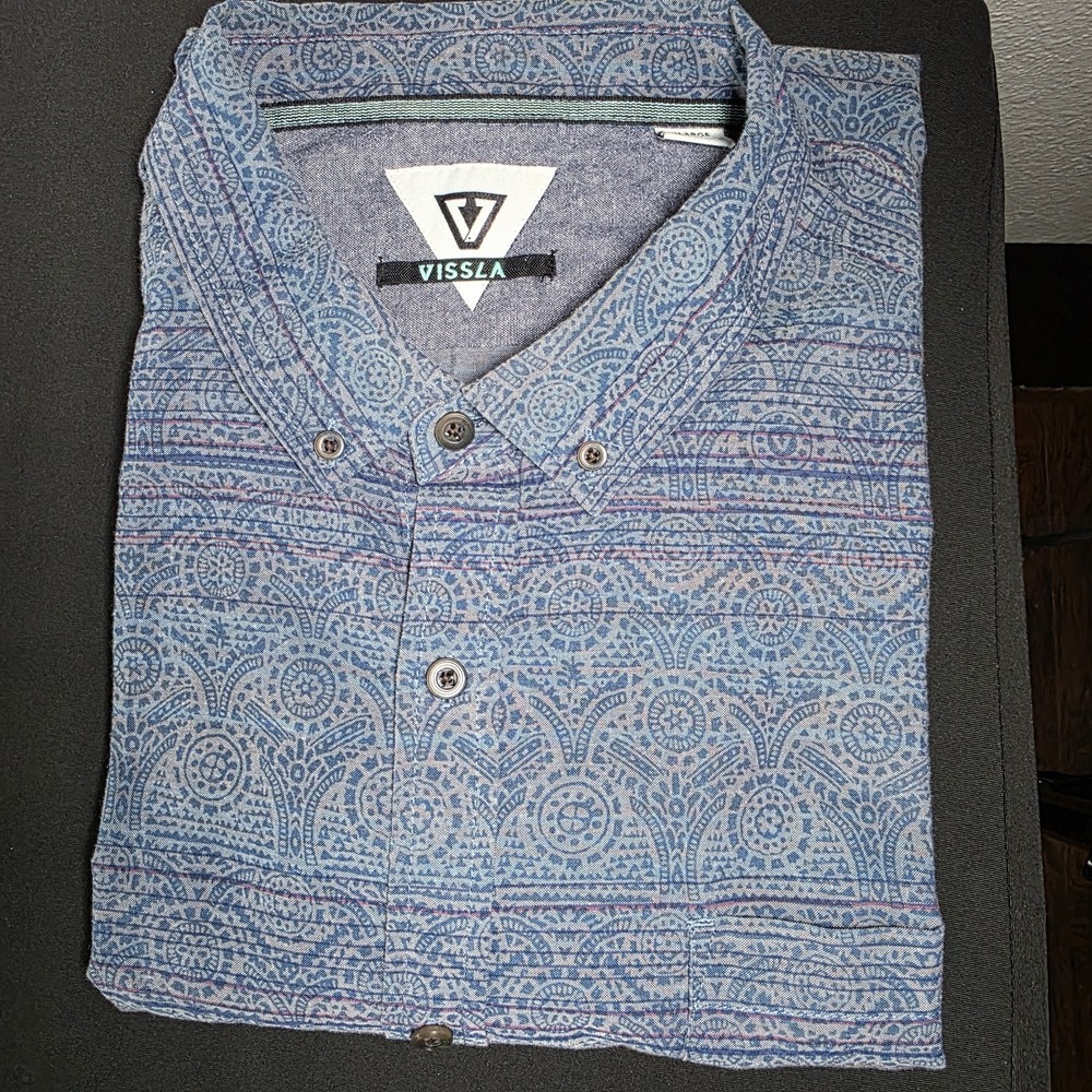 Vissla Men's Short Sleeve‎ Shirt, Dusk Blue Paisley, XL